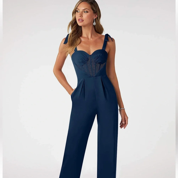 AZAZIE RAQUEL STRETCH SATIN JUMPSUIT - Picture 9 of 10